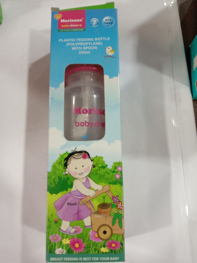 MORISONS PLASTIC FEEDING BOTTLE WITH SPOON
