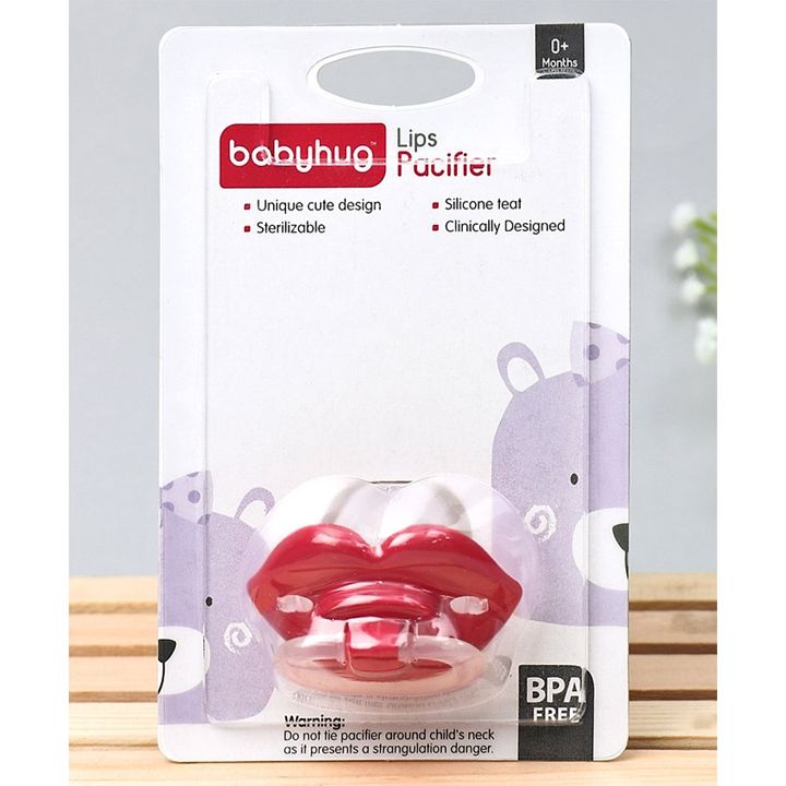 Babyhug 0+ Month Lips Pacifier-Red