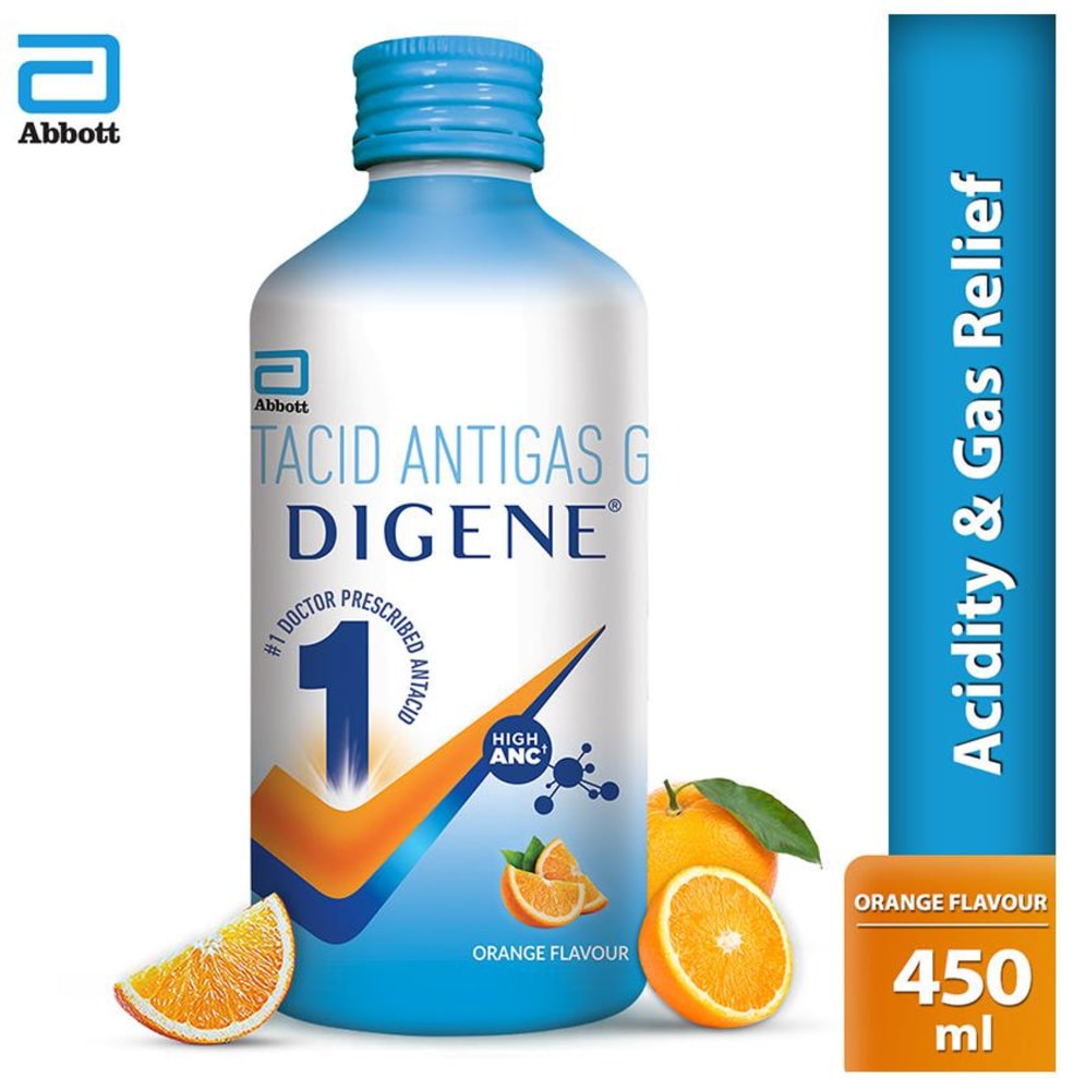 Digene Antacid Antigas Gel | For Acidity, Gas, Heartburn & Stomach Care | Flavour Orange