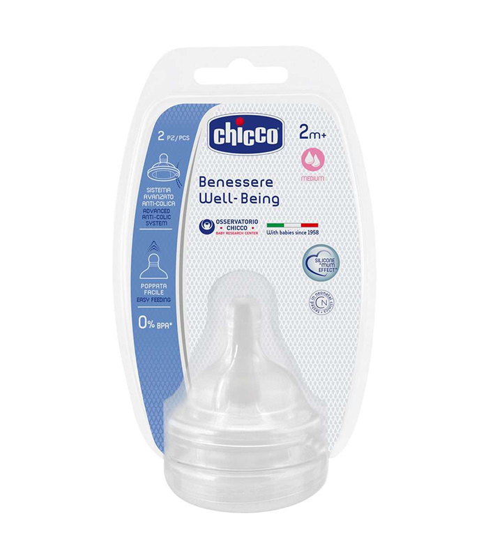 Chicco Teat Well-Being Silicone Medium Flow 2M+