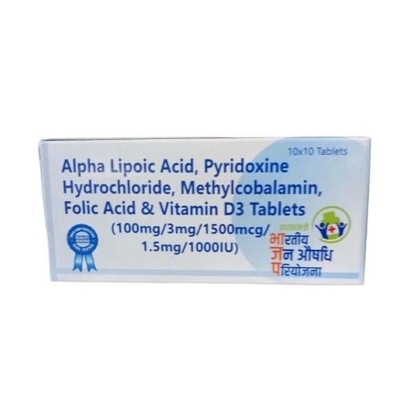 Alpha Lipoic Acid (100mg) And Pyridoxine Hcl (3mg) And Methylcobalamin (1500mcg) And Folic Acid (1.5mg) And Vitamin D3 (1000iu)