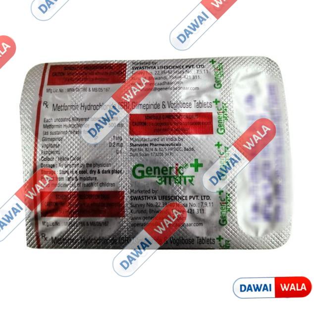 Metformin Hydrochloride (500mg), Glimepiride (1mg) & Voglibose (0.2mg) Tablet