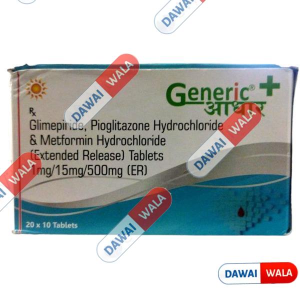 Glimepiride (1mg), Pioglitazone Hydrochloride (15mg) & Metformin Hydrochloride (500mg) Tablet