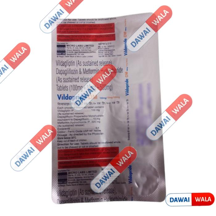 Vildapride-DM 100mg/10mg/500mg Tablet