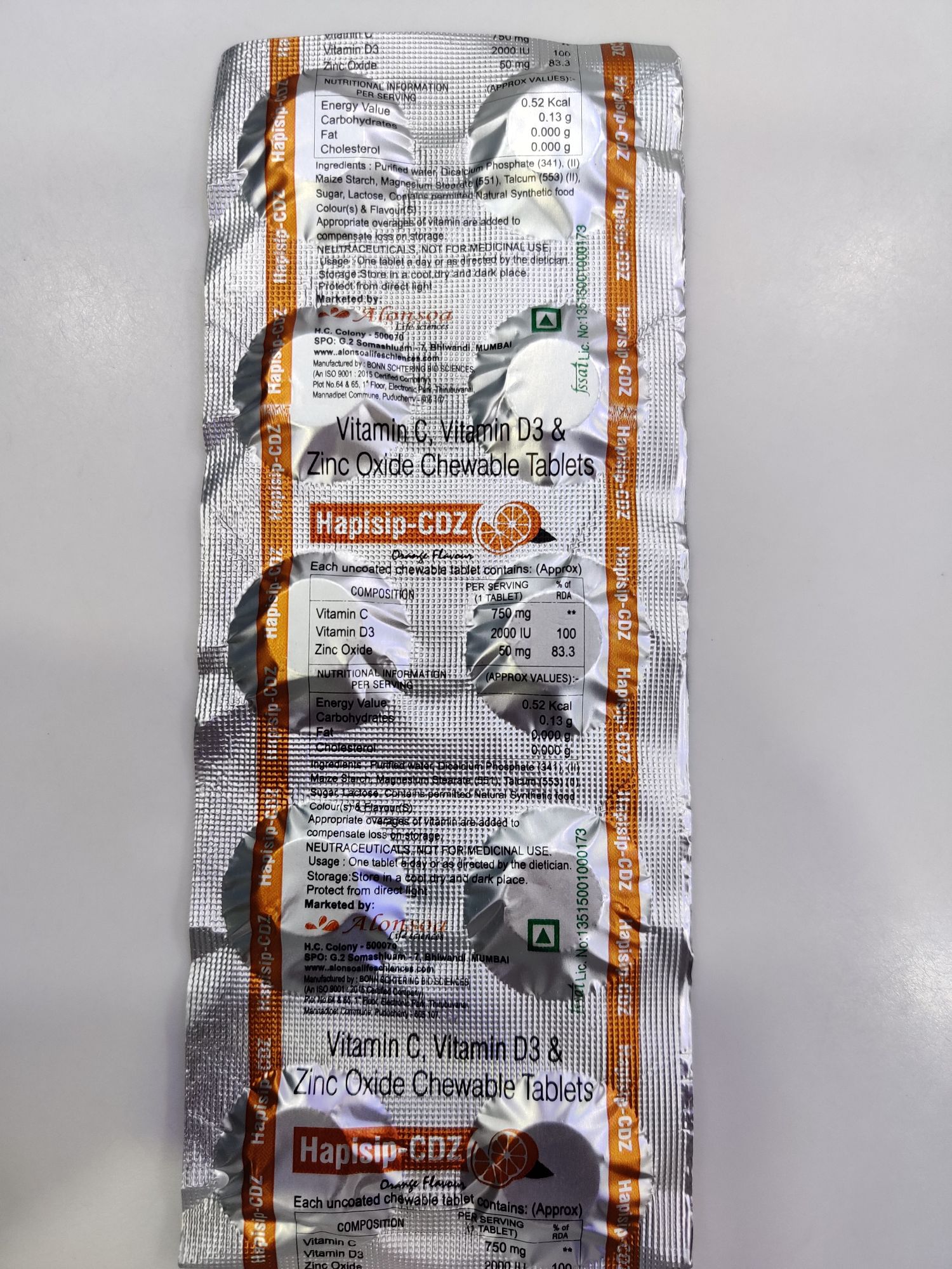 Hapisip-CDZ Chewable Tablet Orange