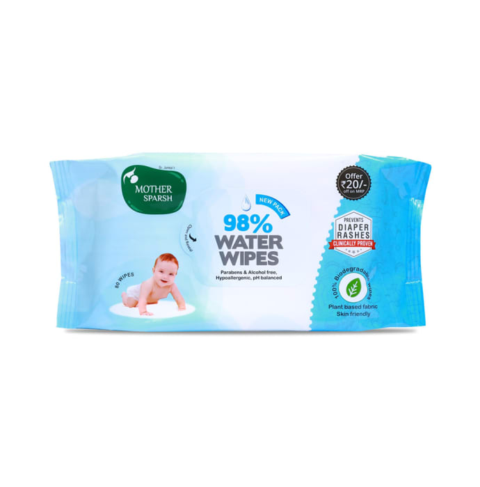 Mother Sparsh 98% Water Wipes | Plant Based (80 Pices Each)